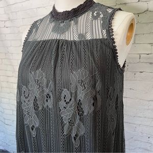 Maurice Black Lace Lined Sleeveless Cocktail Fringe Dress Size 6 EUC Like New